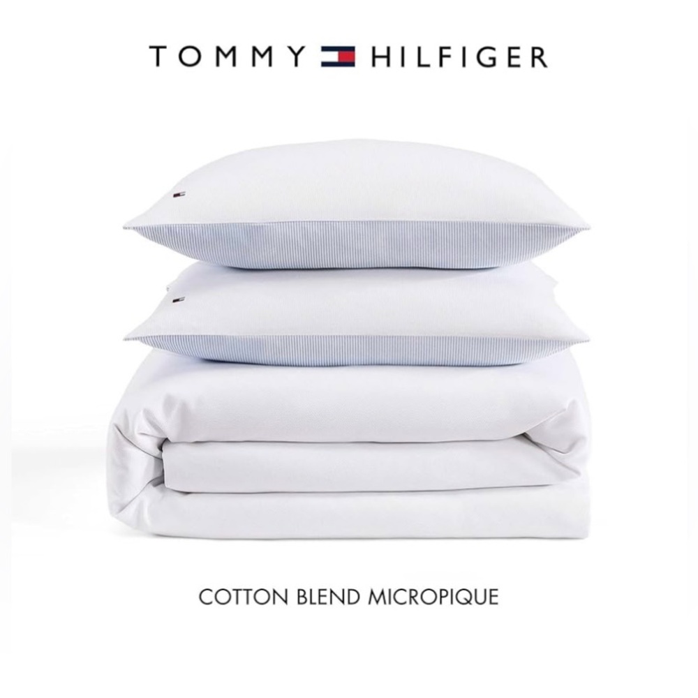 Tommy Hilfiger Micro Pique Reversible Duvet Cover Set White - King - Picture 5 of 9
